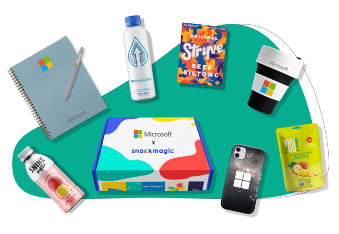 Water bottle, note books, cups and drinks from Swag Distribution SnackMagic