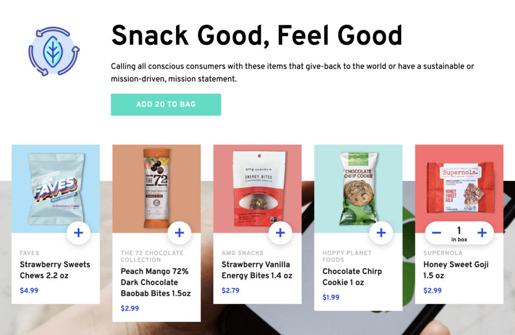 Snack good, Feel good. Snack kits with various treats. 