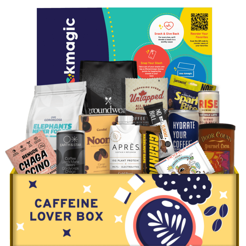 A huge SnackMagic box full of treats and sips for coffee lovers. 