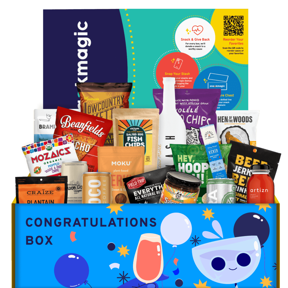 A huge SnackMagic Box meant to express appreciation and send congratulations through a specific curation of snacks. 